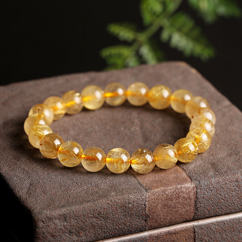 Hot Sale 10mm Blond Crystal Bracelet Natural Blond Crystal Titanium Crystal Bracelet Hair Crystal Manufacturer Wholesale Jewelry Delivery