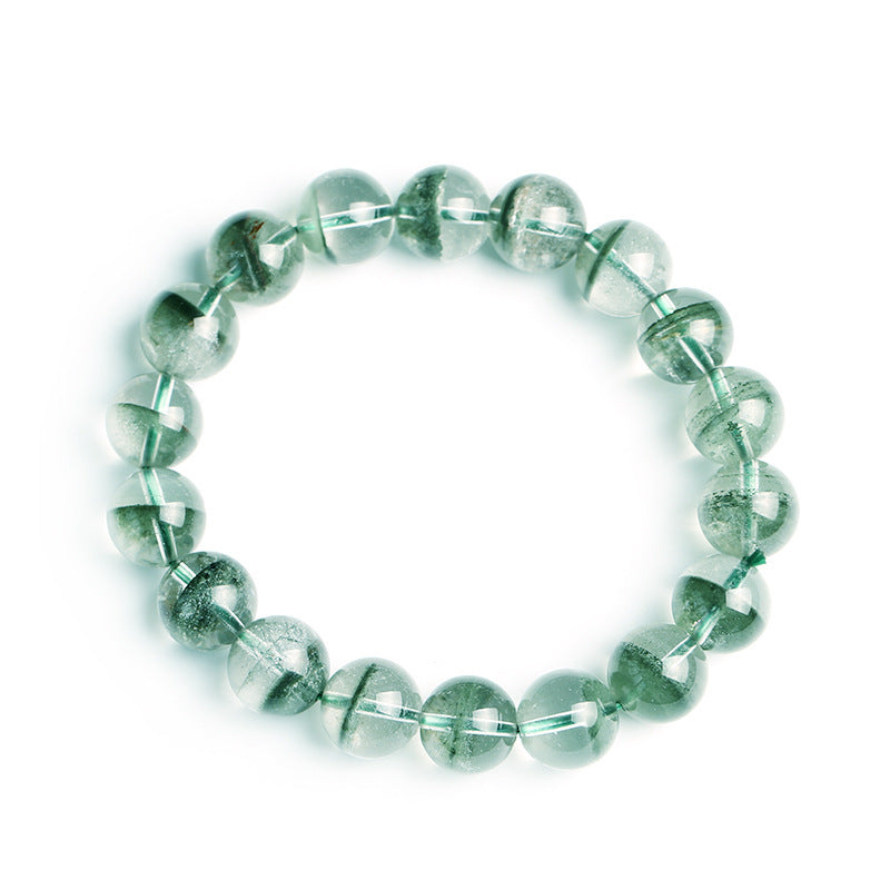 Natural Green Ghost Bracelet 12mm Melaleuca Yarn, Cornucopia Single Ring Bracelet Peach Blossom Men's and Women's Crystal