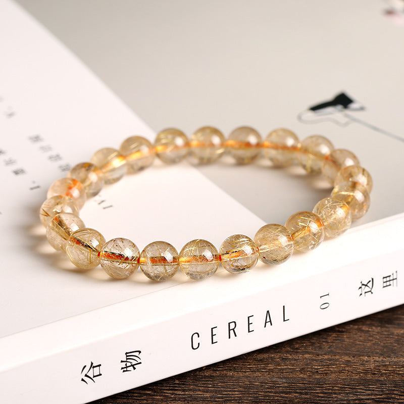 Hot Sale 10mm Blond Crystal Bracelet Natural Blond Crystal Titanium Crystal Bracelet Hair Crystal Manufacturer Wholesale Jewelry Delivery