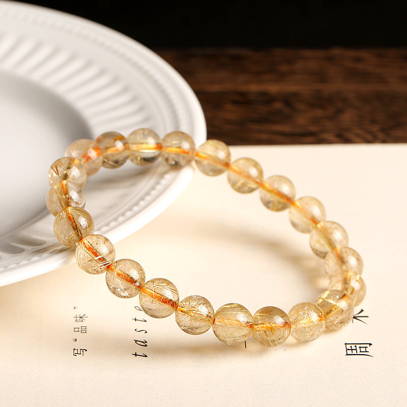 Hot Sale 10mm Blond Crystal Bracelet Natural Blond Crystal Titanium Crystal Bracelet Hair Crystal Manufacturer Wholesale Jewelry Delivery
