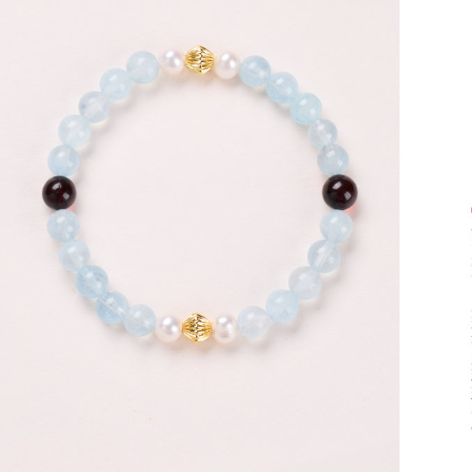 Aquamarine Amber Crystal Bracelet Healing Peace