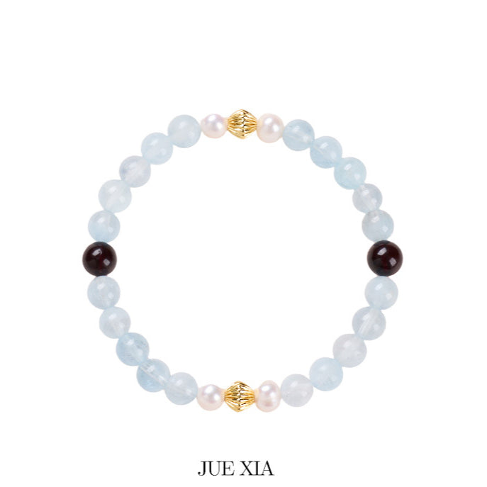 Aquamarine Amber Crystal Bracelet Healing Peace