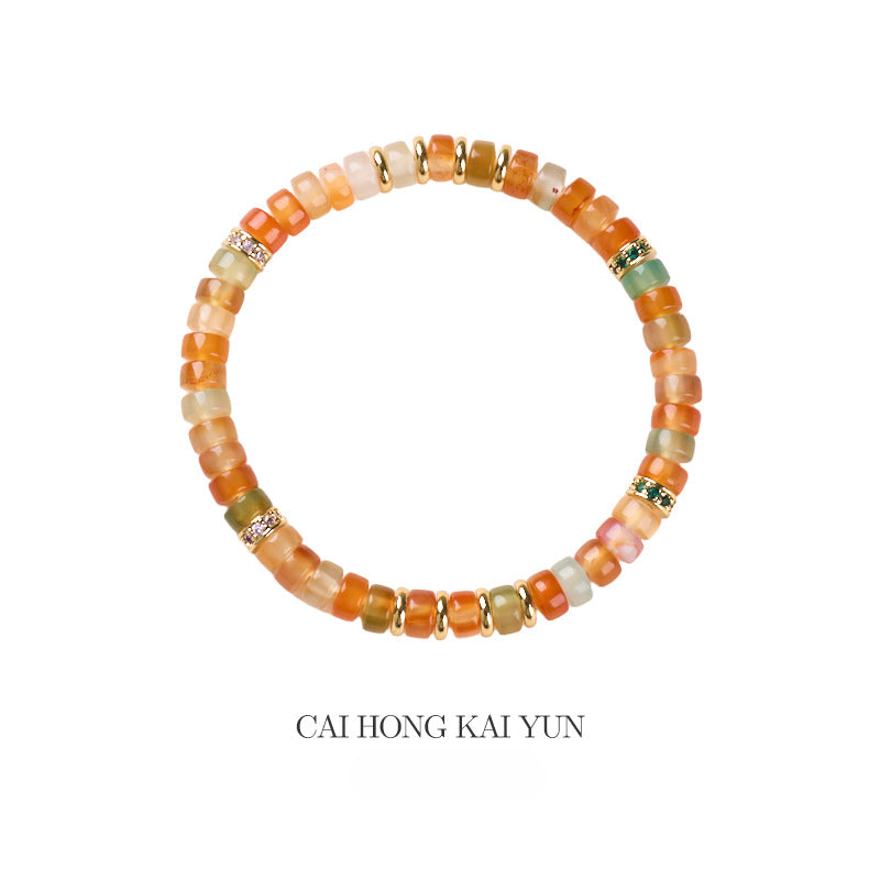 Duobao Energy Crystal Agate Bracelet, Diamond Straight Cut Vegetarian Ring Bracelet Straight Cut Bracelet, Protect Happiness and Health