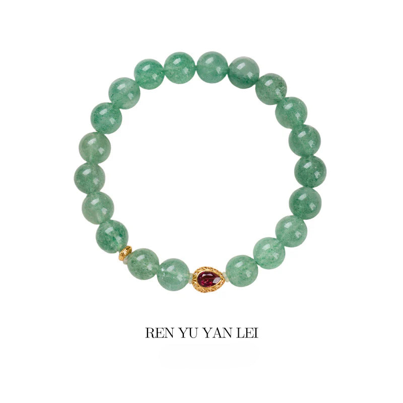 8MM Green Strawberry Crystal Bracelet Protects Energy Purification Balance