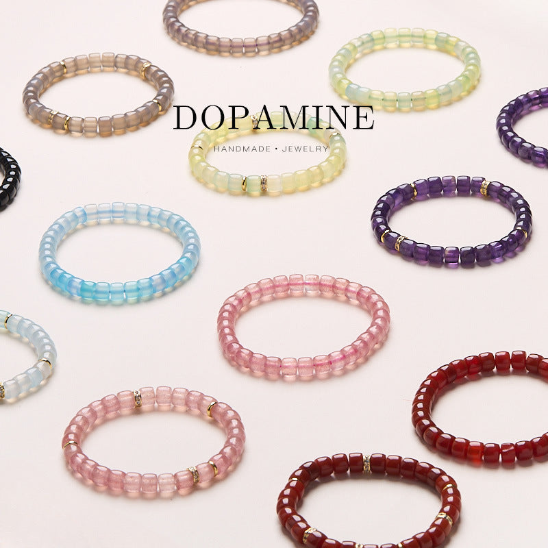 Duobao Energy Crystal Agate Bracelet, Diamond Straight Cut Vegetarian Ring Bracelet Straight Cut Bracelet, Protect Happiness and Health