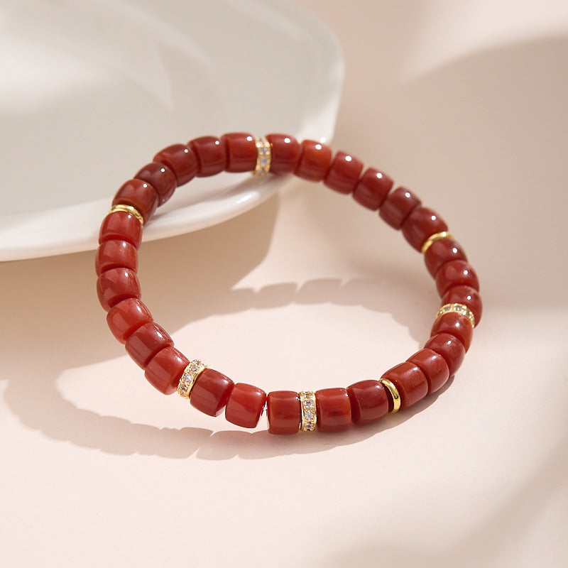 Duobao Energy Crystal Agate Bracelet, Diamond Straight Cut Vegetarian Ring Bracelet Straight Cut Bracelet, Protect Happiness and Health