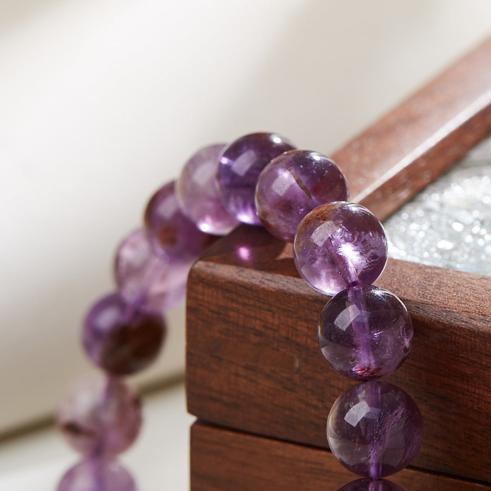 Natural Purple Ghost Bracelet Amethyst, the stone of wisdom that drives away negative energy and naturally calms