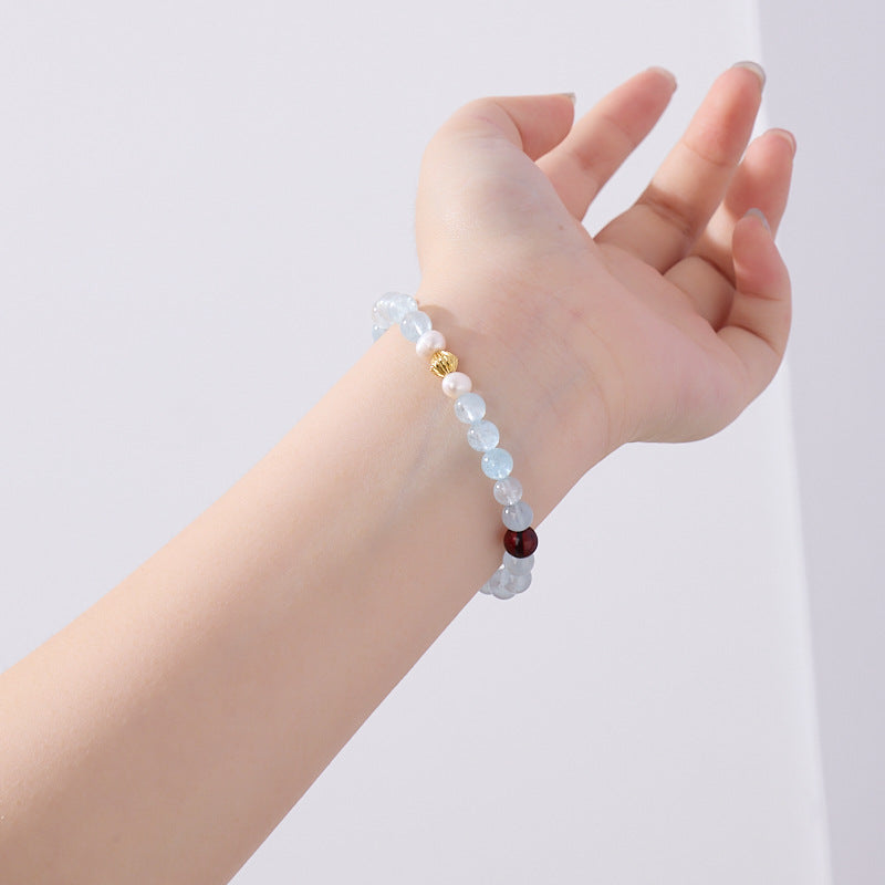 Aquamarine Amber Crystal Bracelet Healing Peace