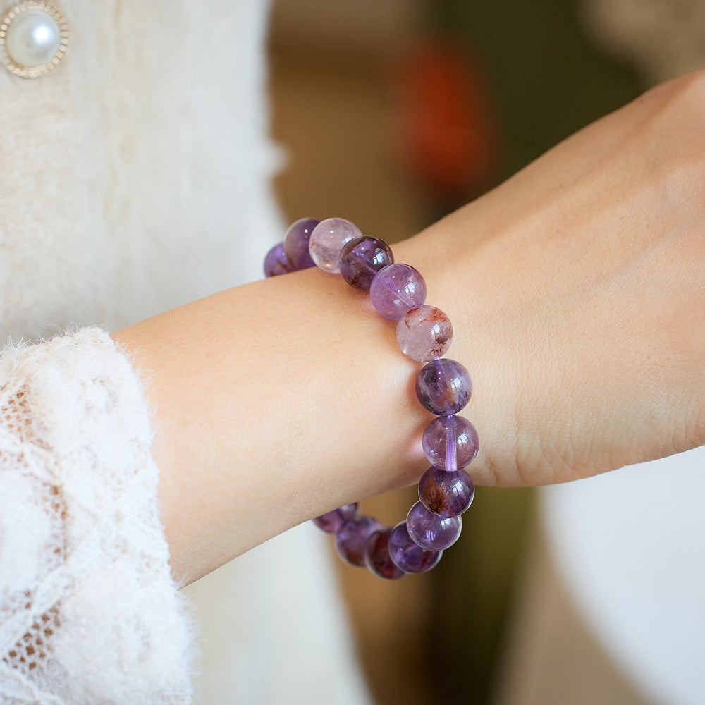 Natural Purple Ghost Bracelet Amethyst, the stone of wisdom that drives away negative energy and naturally calms