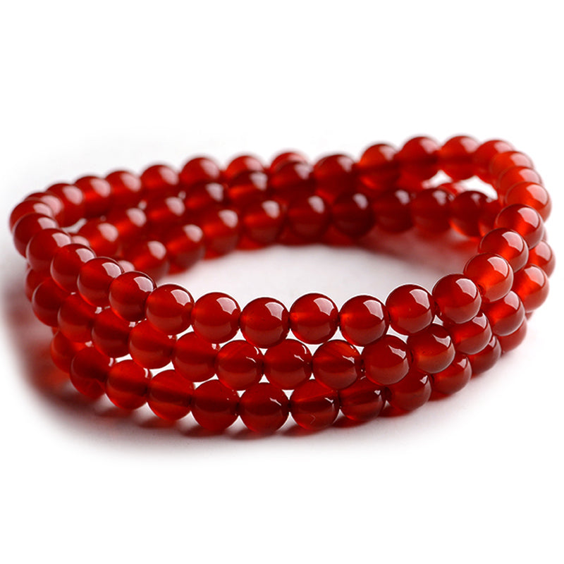 Natural raw ore grade 7a red agate bracelet white ice chalcedony white agate men's and women's bracelets natal year transfer Buddha beads