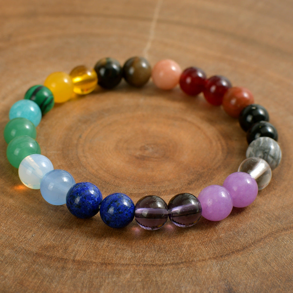 Bohemian Crystal Bracelet Rainbow Seven Veins Yoga Stone