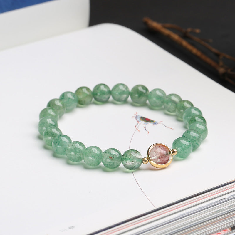 Original Design Natural Crystal Green Strawberry Crystal Bracelet Soothes anxiety, radiates love and attracts soulmates