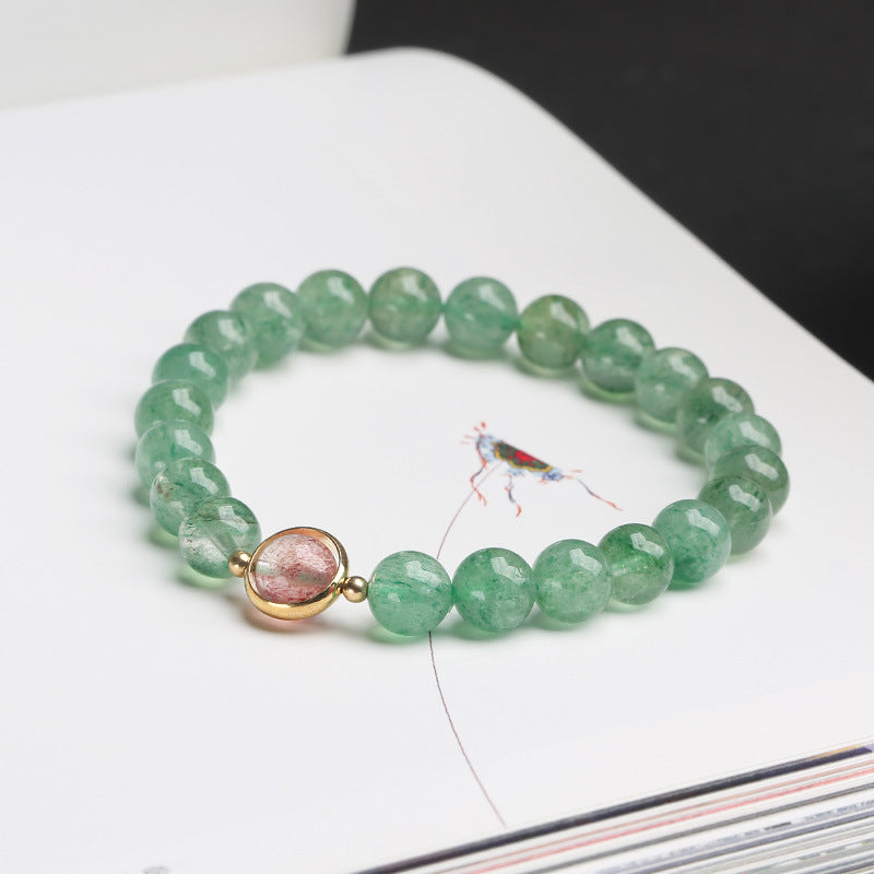 Original Design Natural Crystal Green Strawberry Crystal Bracelet Soothes anxiety, radiates love and attracts soulmates