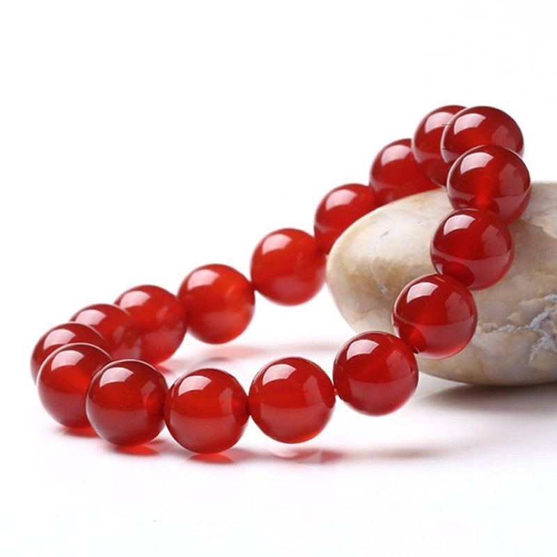 Natural raw ore grade 7a red agate bracelet white ice chalcedony white agate men's and women's bracelets natal year transfer Buddha beads