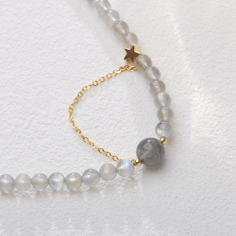 6MM Gray Moonstone Crystal Bracelet Double Ring Wearing Spiritual Enhancement Relieves Anxiety