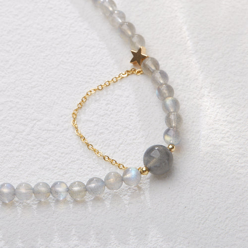6MM Gray Moonstone Crystal Bracelet Double Ring Wearing Spiritual Enhancement Relieves Anxiety