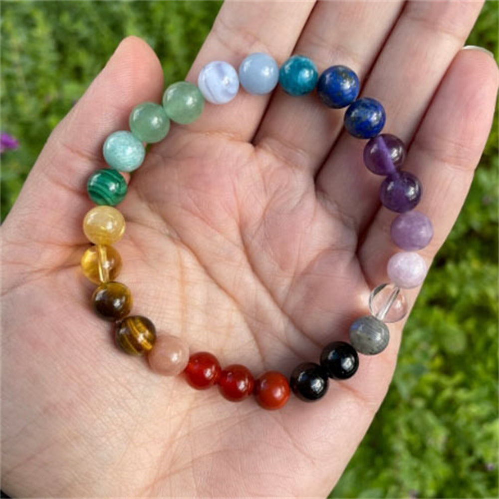Bohemian Crystal Bracelet Rainbow Seven Veins Yoga Stone