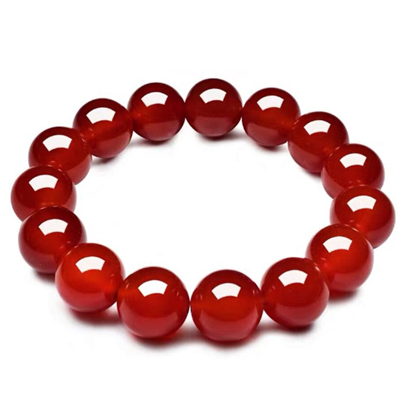 Natural raw ore grade 7a red agate bracelet white ice chalcedony white agate men's and women's bracelets natal year transfer Buddha beads
