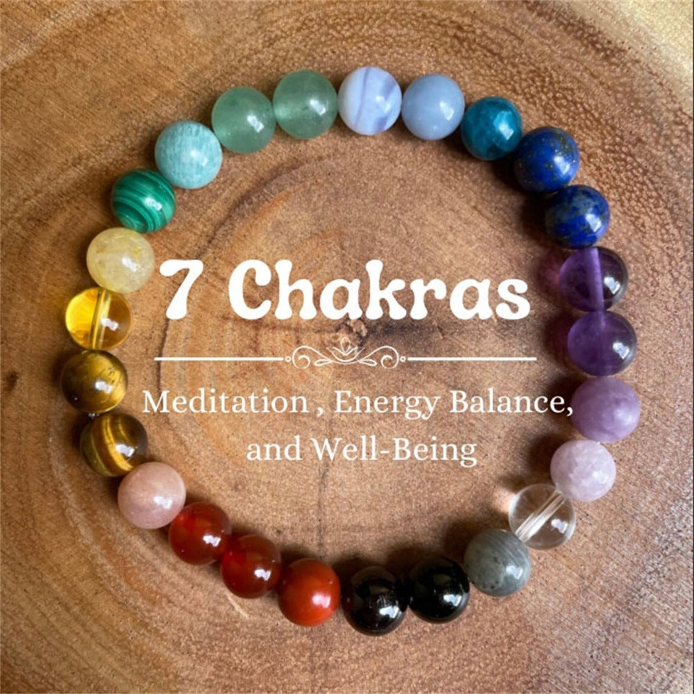 Bohemian Crystal Bracelet Rainbow Seven Veins Yoga Stone