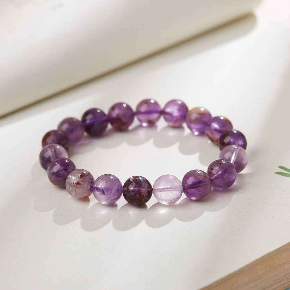 Natural Purple Ghost Bracelet Amethyst, the stone of wisdom that drives away negative energy and naturally calms
