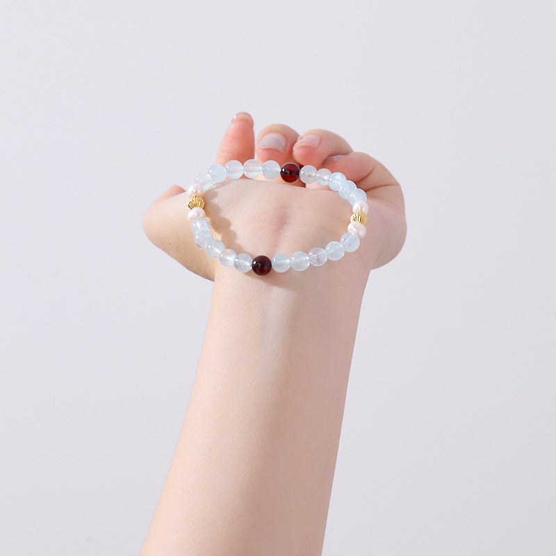 Aquamarine Amber Crystal Bracelet Healing Peace