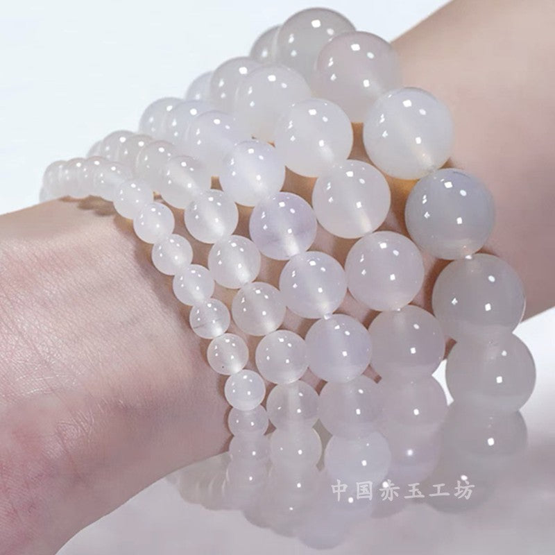 Natural raw ore grade 7a red agate bracelet white ice chalcedony white agate men's and women's bracelets natal year transfer Buddha beads