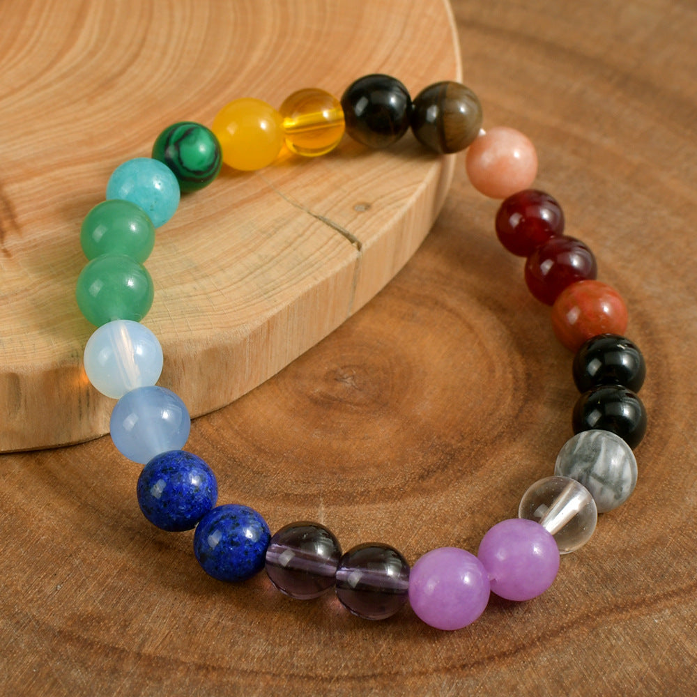 Bohemian Crystal Bracelet Rainbow Seven Veins Yoga Stone