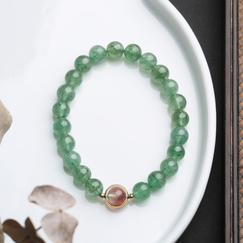 Original Design Natural Crystal Green Strawberry Crystal Bracelet Soothes anxiety, radiates love and attracts soulmates