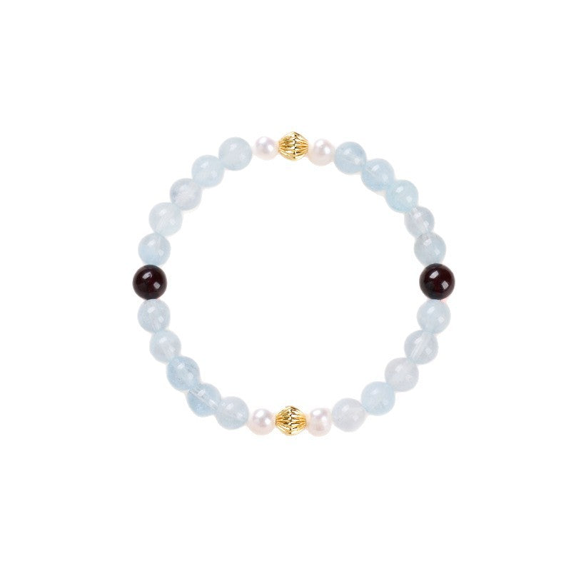 Aquamarine Amber Crystal Bracelet Healing Peace