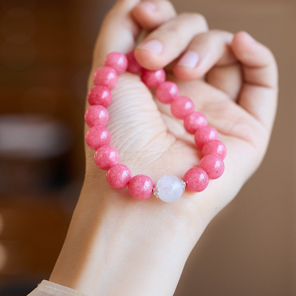 Natural 10MM red stone bracelet women's bracelet.