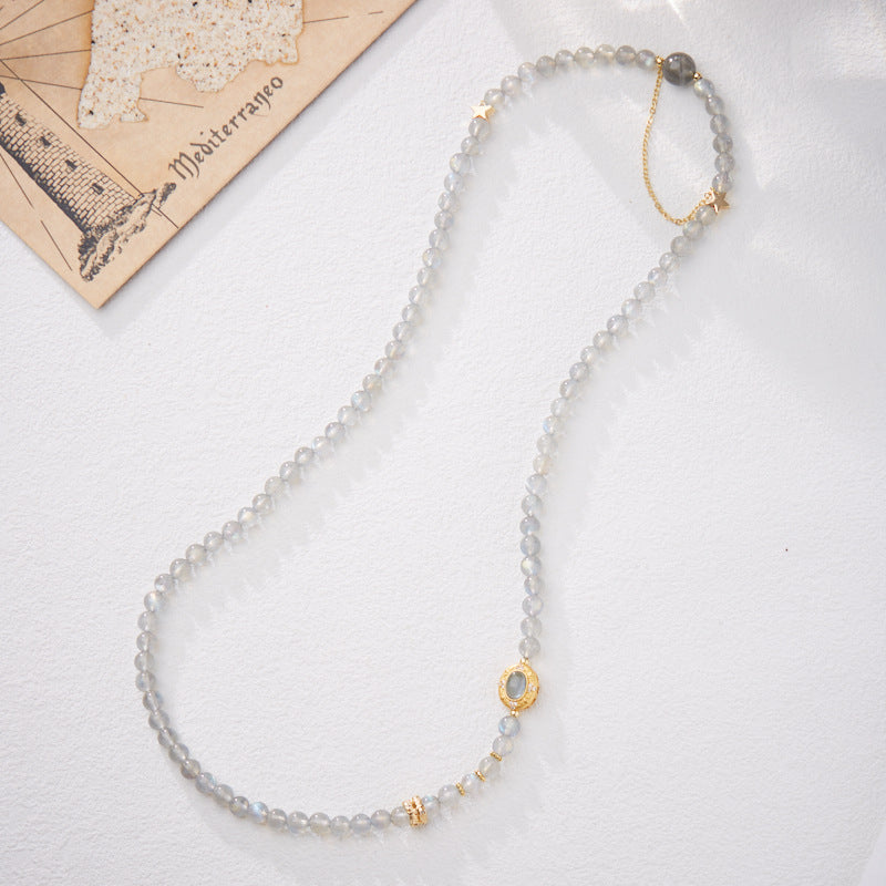 6MM Gray Moonstone Crystal Bracelet Double Ring Wearing Spiritual Enhancement Relieves Anxiety