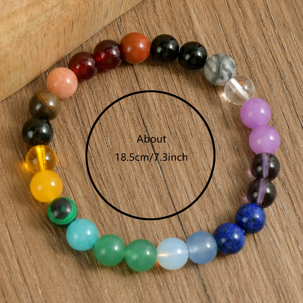 Bohemian Crystal Bracelet Rainbow Seven Veins Yoga Stone