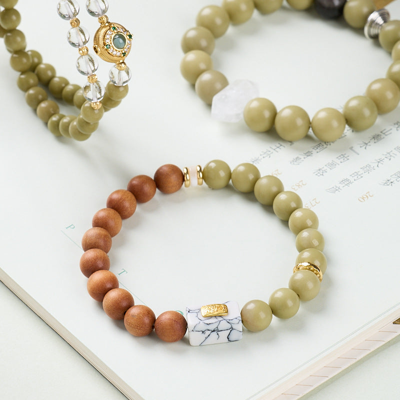 Avocado White Crystal Double Ring Bracelet Energy Conservation Energy Storage