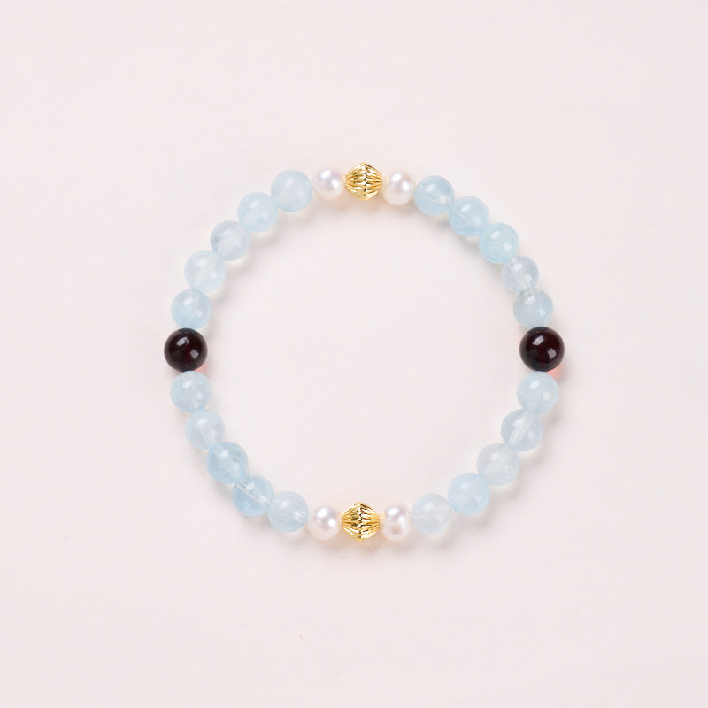 Aquamarine Amber Crystal Bracelet Healing Peace