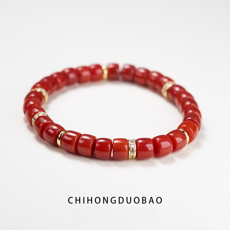 Duobao Energy Crystal Agate Bracelet, Diamond Straight Cut Vegetarian Ring Bracelet Straight Cut Bracelet, Protect Happiness and Health