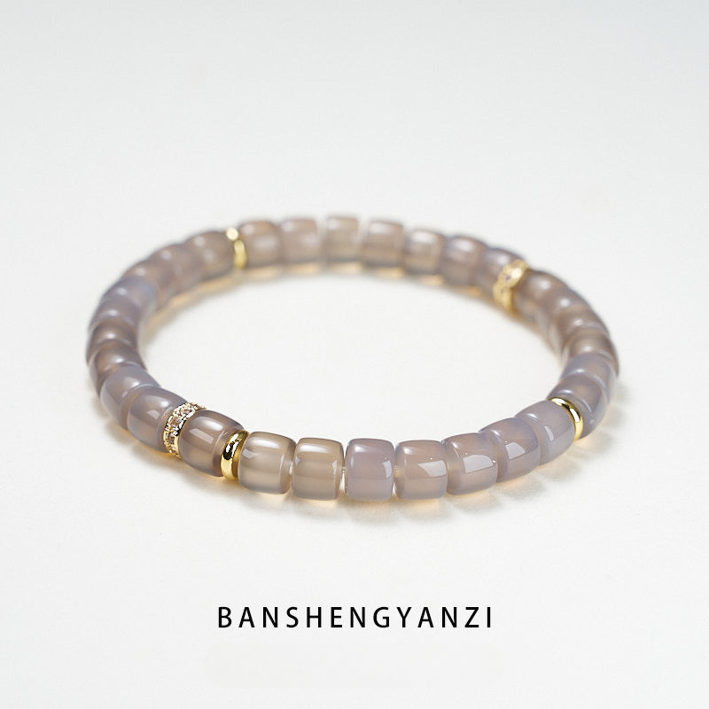 Duobao Energy Crystal Agate Bracelet, Diamond Straight Cut Vegetarian Ring Bracelet Straight Cut Bracelet, Protect Happiness and Health