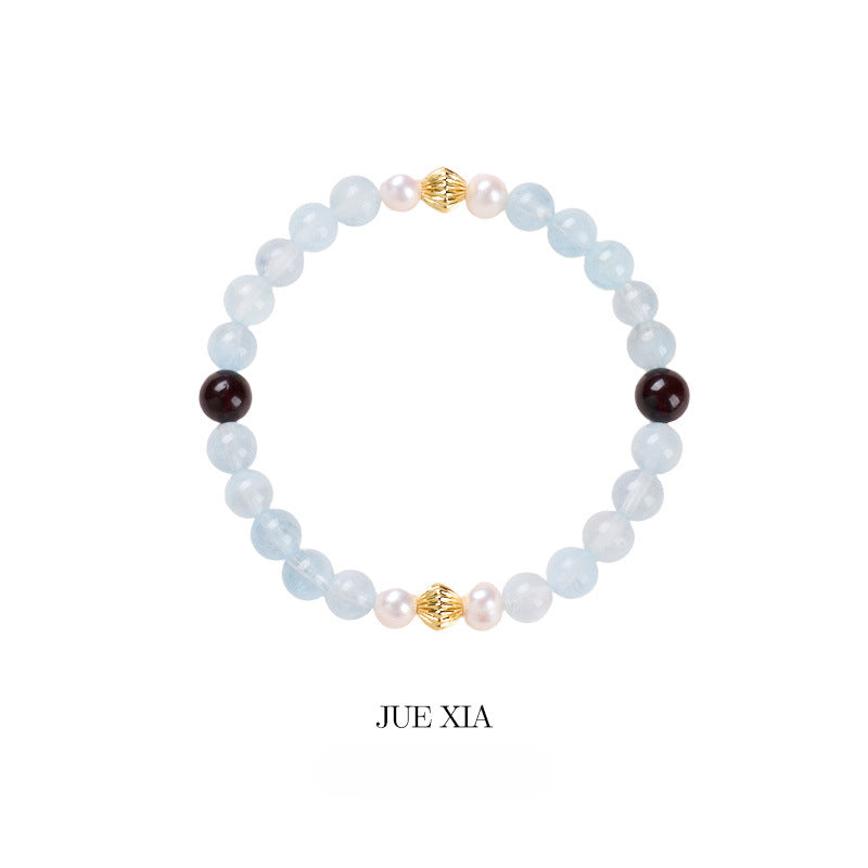 Aquamarine Amber Crystal Bracelet Healing Peace