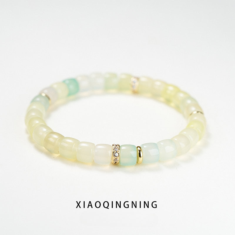Duobao Energy Crystal Agate Bracelet, Diamond Straight Cut Vegetarian Ring Bracelet Straight Cut Bracelet, Protect Happiness and Health